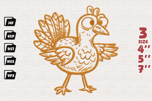 Cartoon Turkey Embroidery Design