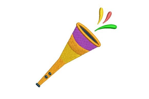 Colorful Party Vuvuzela Embroidery Design