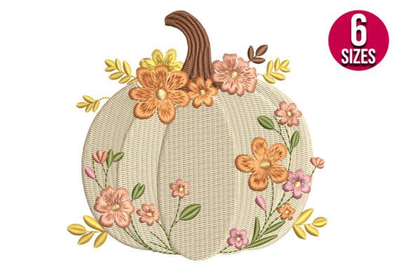 Floral Fall Pumpkin Embroidery Design