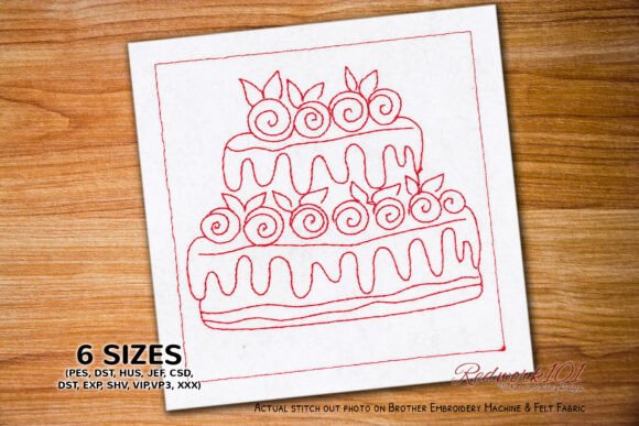 Pretty Two-Tier Cake Embroidery Design