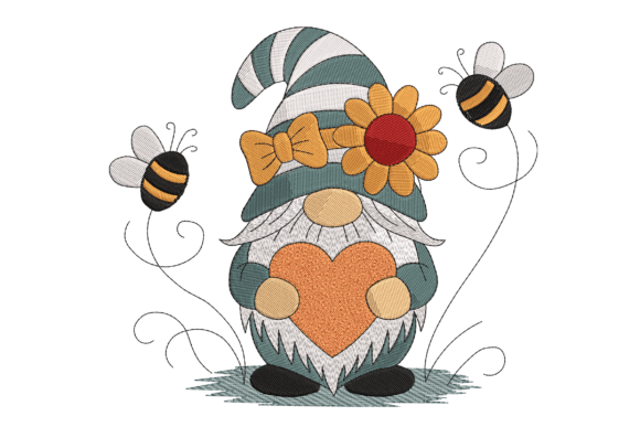 Spring Bee Gnome: A Seasonal Embroidery Gem